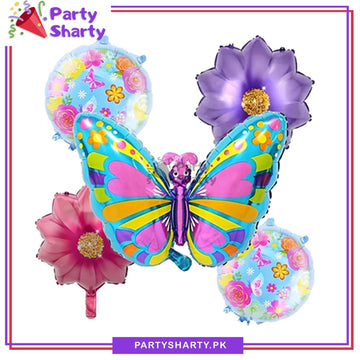 Butterfly Theme Foil Balloon Set of 5 Pieces for Birthday Parties Decoration & Celebrations